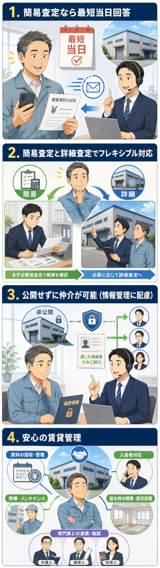 求む!貸工場・貸倉庫!