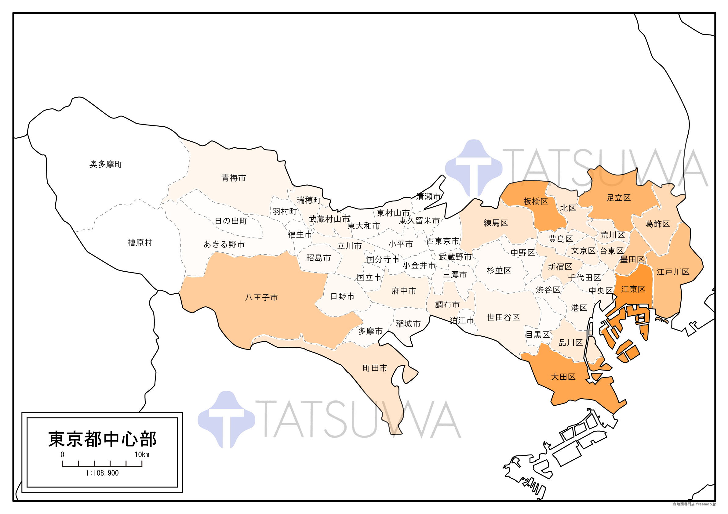 東京都の貸工場・貸倉庫の入居募集分布